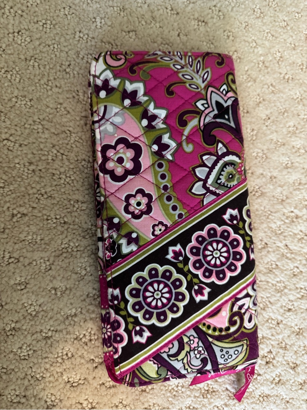 Vera Bradley Pink Paisley Quilted Wallet Phone Case with Floral Print